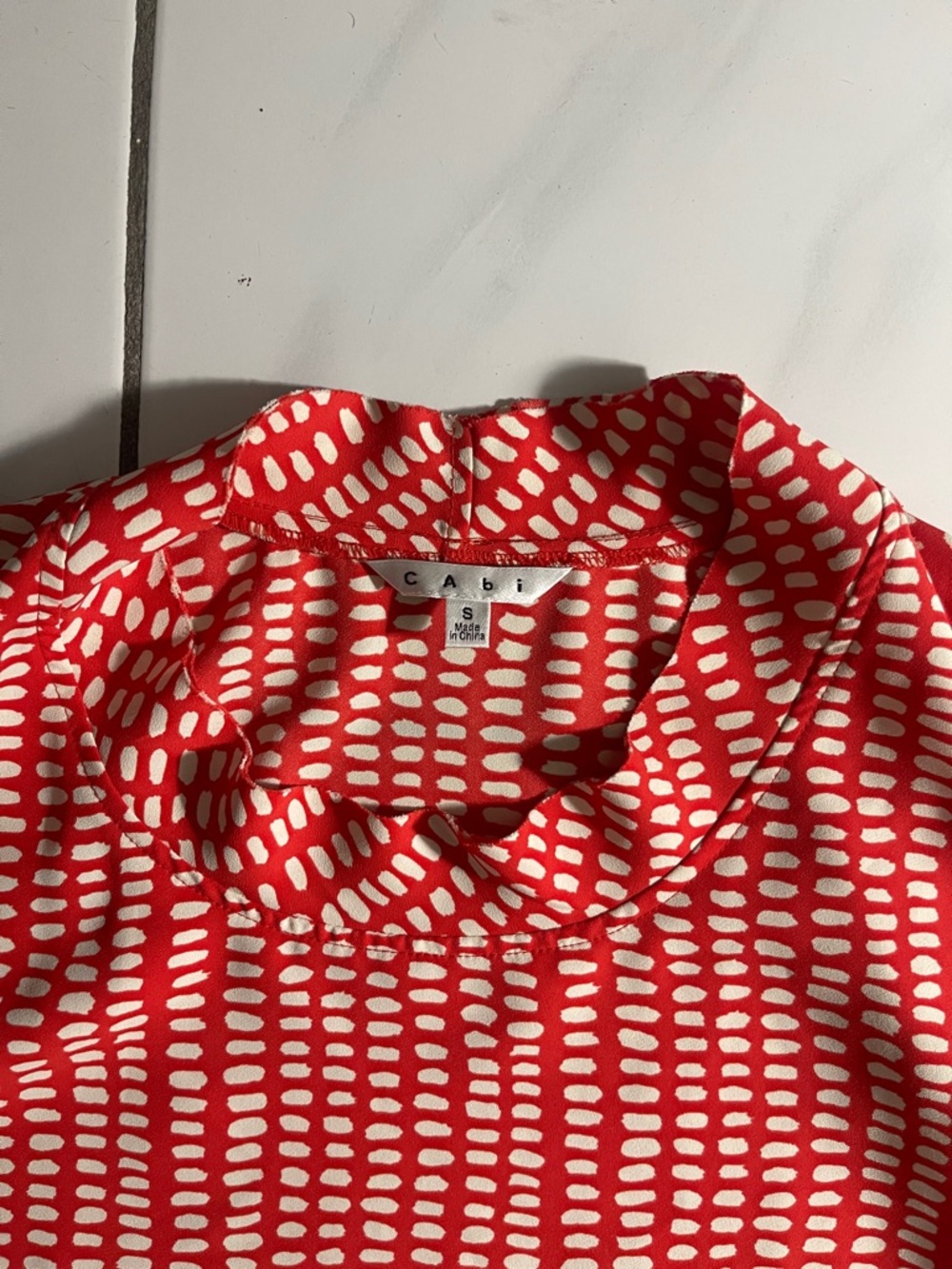 CAbi Red and White Sleeveless Patterned Tank - Picture 3 of 3